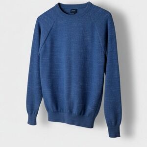 J.Crew Women Sweater S Blue Marled Cotton Raglan Crewneck Minimalist Preppy Knit